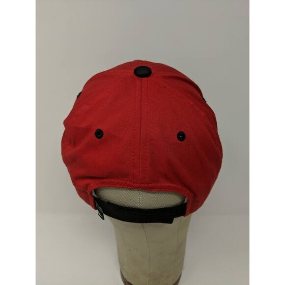 Pacific Headwear 302C Pro Model Strapback Hat Embroidered P Logo Red & Black - Picture 5 of 11